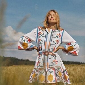 NWT Farm Rio Jimena Embroidered Dress